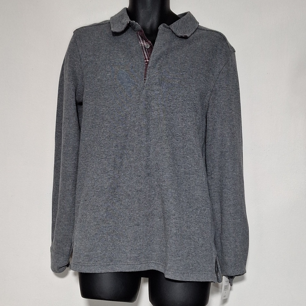 Falls Creek Long Sleeve Polo Gray Men's Shirt